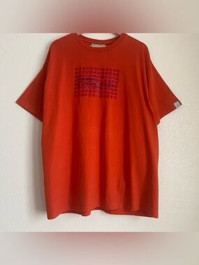 Vintage B.U.M. Equipment textured printed t-shirt, dark orange, XLT